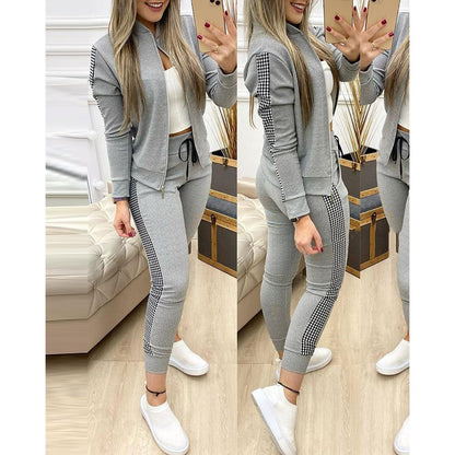 Women Two Piece Set Outfits Autumn Women's Tracksuit Zipper Top And Pants Casual Sport