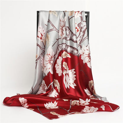 Neckerchief Shawl Wraps Print Silk Satin Scarf