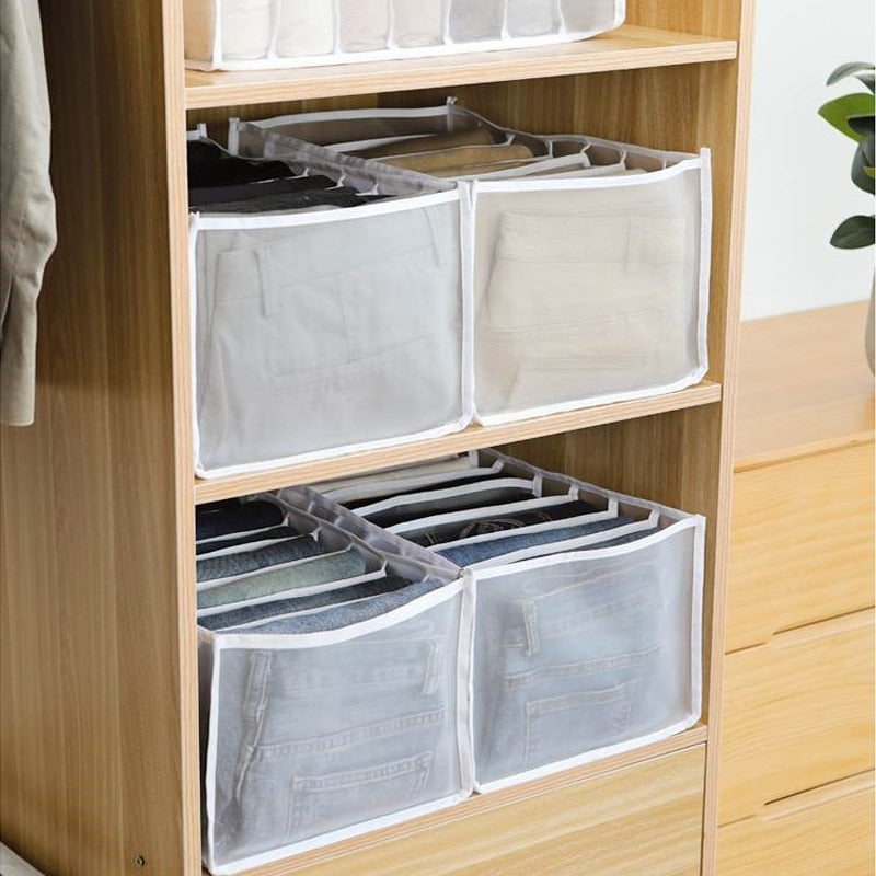 Jeans Fach Lagerung Box Closet Kleidung Schublade Mesh Trennung Box Stapeln Hosen Schublade Teiler Kann Gewaschen Startseite Organizer