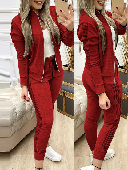 Women Two Piece Set Outfits Autumn Women's Tracksuit Zipper Top And Pants Casual Sport