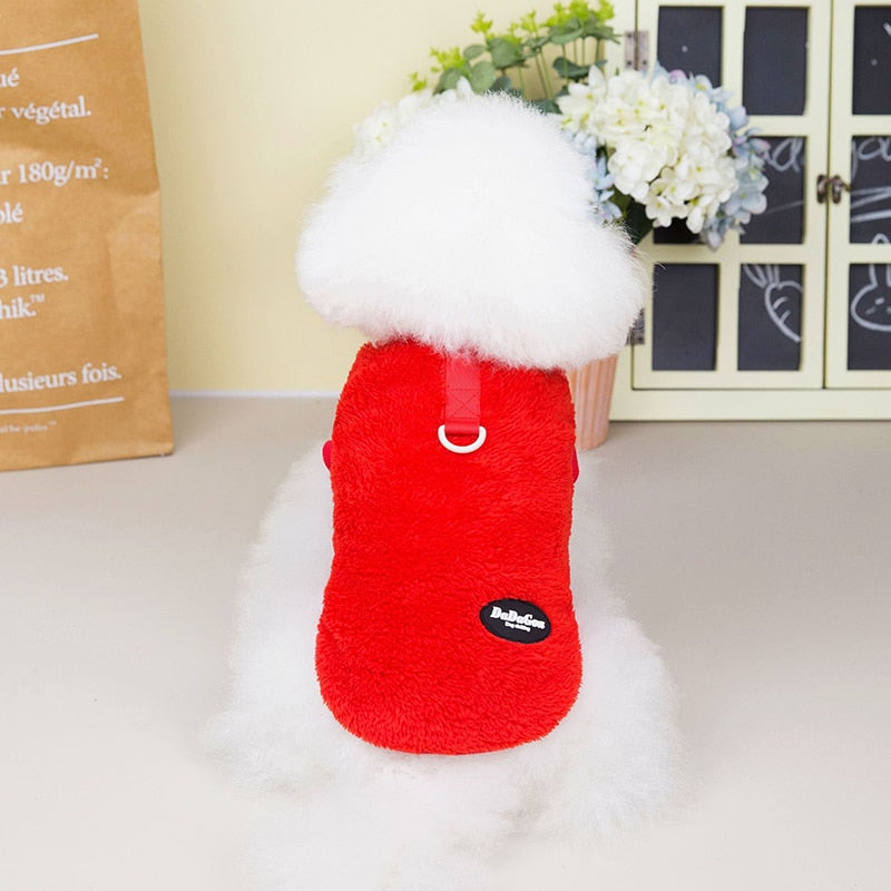 Pet Autumn And Winter Fleece Clothes Dog Cat Warm Coat Solid Color Fleece Sweatshirt