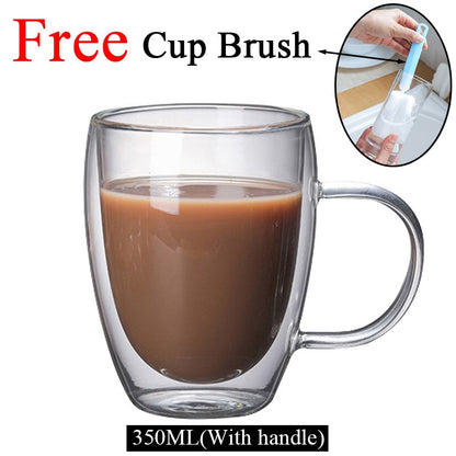 Double Wall High Borosilicate Glass Mug Heat Resistant Tea Milk Lemon Juice Coffee Water Cup Bar Drink Lover Gift Creativity