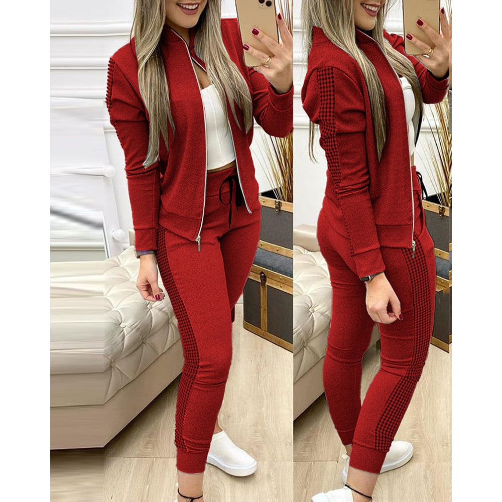 frauen Zwei Stück Set Outfits Herbst frauen Trainingsanzug Zipper Top Und Hosen Casual Sport