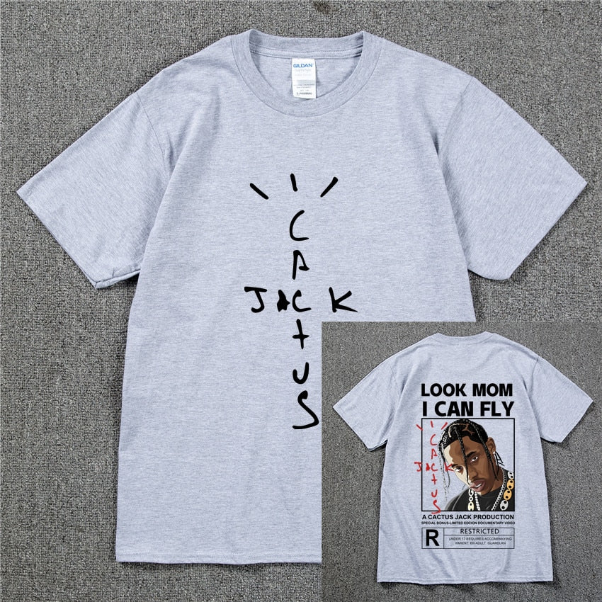 Fashion Hip Hop Men T-shirt Tour Short Sleeve CACTUS JACK Print Kanye West Basic Couple Loose Short Sleeve T-Shirt