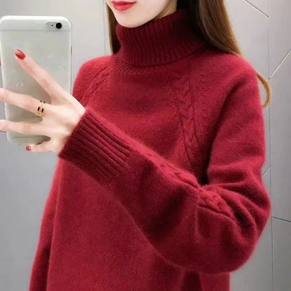 Samt Strickwaren Pullover Reine Farbe Koreanischen Flauschigen