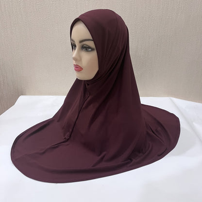 H124 plain big size muslim hijab with chin part top quality Hijab