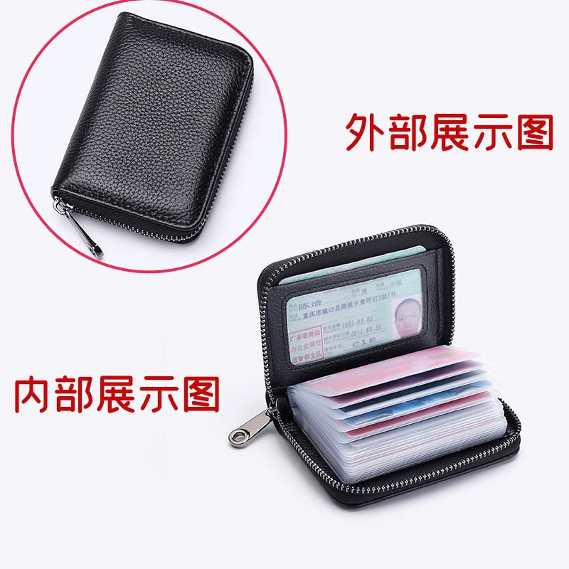 ID Card Holder Bank Credit Bus Cards Cover Anti Degaussing Coin Pocket Wallet Bag Business Zipper Card Holder Organizer