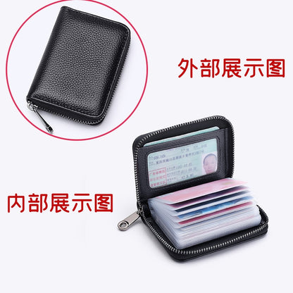 ID Card Holder Bank Credit Bus Cards Cover Anti Degaussing Coin Pocket Wallet Bag Business Zipper Card Holder Organizer