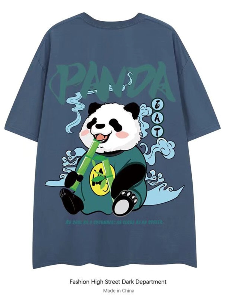 Kawaii Vintage Anime panda Print T Shirt Lustige Männer Sommer