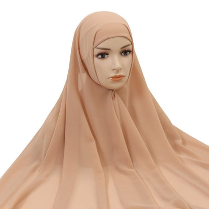 Muslim Women Chiffon Hijab With Cap Bonnet instant