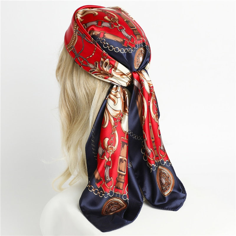 Neckerchief Shawl Wraps Print Silk Satin Scarf