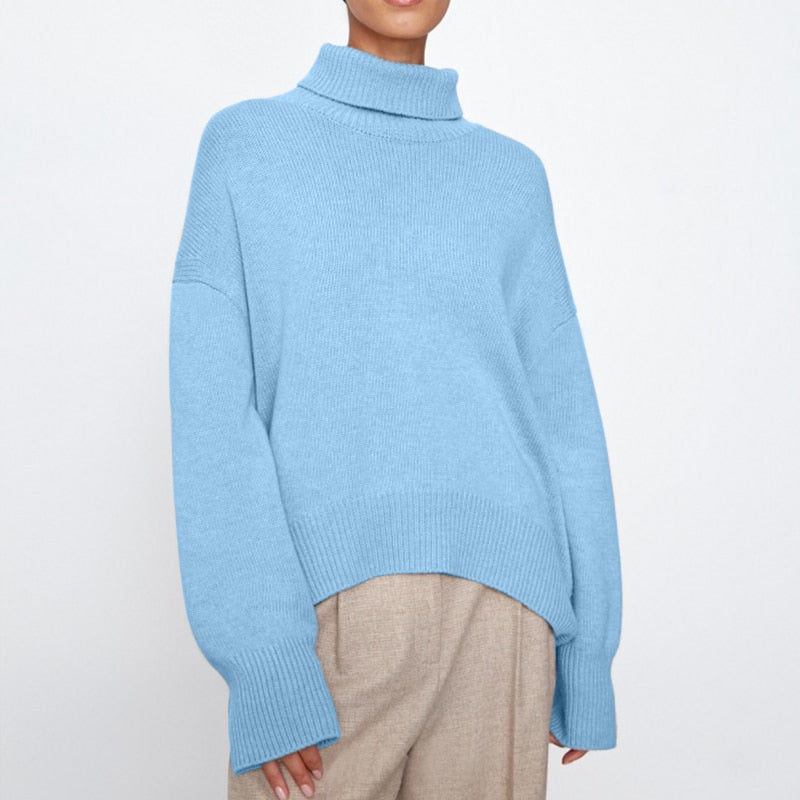 Cashmere Elegant Turtle Neck Women Sweater Soft Knitted Basic