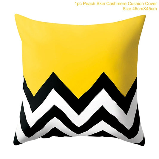 Yellow Black Geometric Pattern Square Pillow Cushion Case Polyester Pillow Cushion For Home Decor 45x45cm