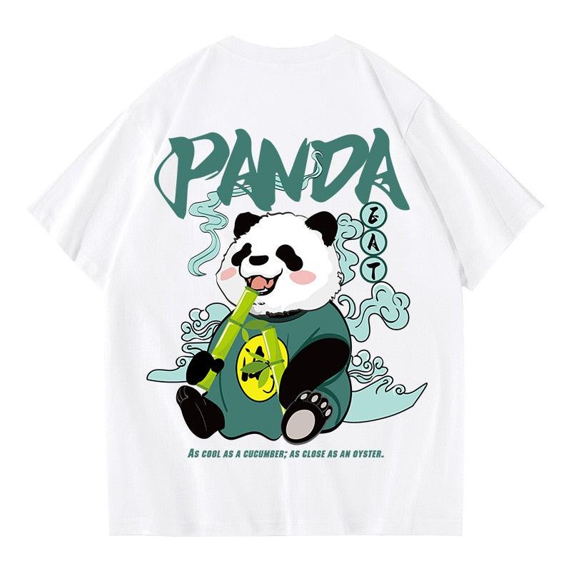 Kawaii Vintage Anime panda Print T Shirt Funny Men Summer