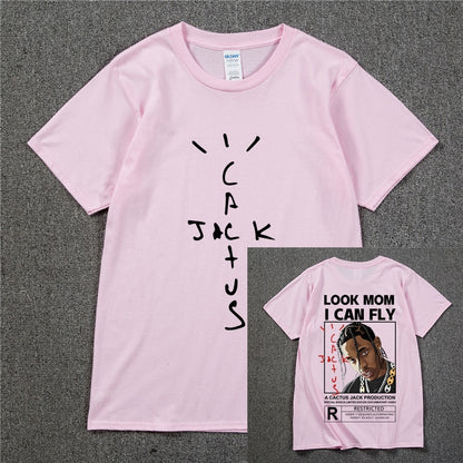 Fashion Hip Hop Men T-shirt Tour Short Sleeve CACTUS JACK Print Kanye West Basic Couple Loose Short Sleeve T-Shirt