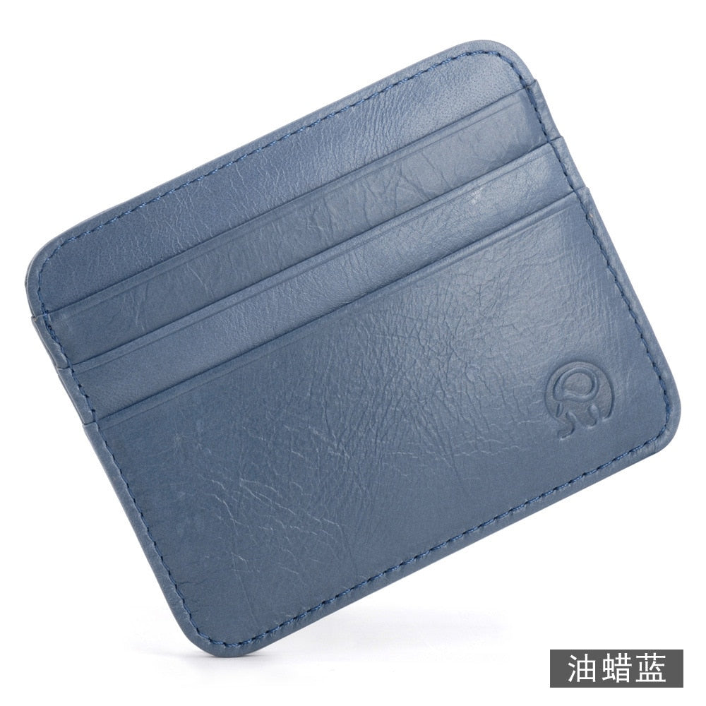 Retro First Layer Genuine Leather Card Bag with 7 Card Slot Super Thin 100% Real Leather Bank Card Holder Coin Purse Type Wallet