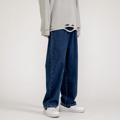 Neue koreanische Mode Herren Baggy Jeans klassische Unisex Mann Straight Denim Hose mit weitem Bein Hip Hop Bagy hellblau grau schwarz