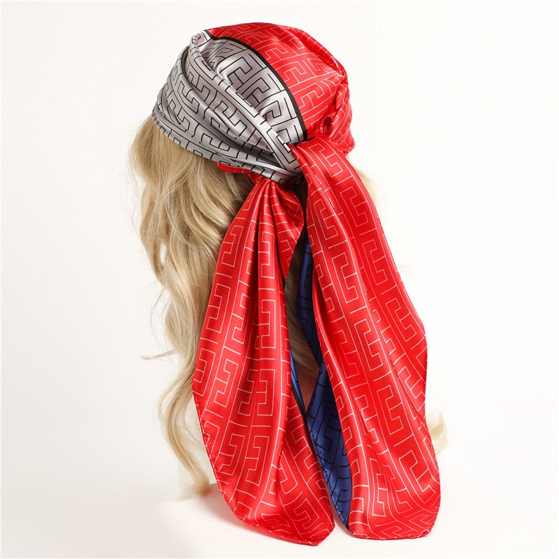 Neckerchief Shawl Wraps Print Silk Satin Scarf