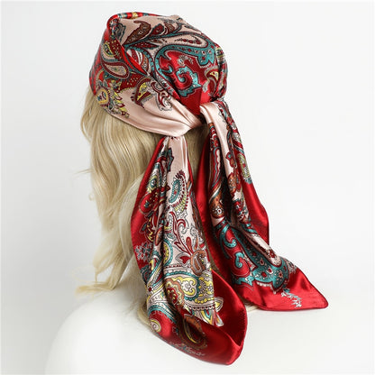 Neckerchief Shawl Wraps Print Silk Satin Scarf