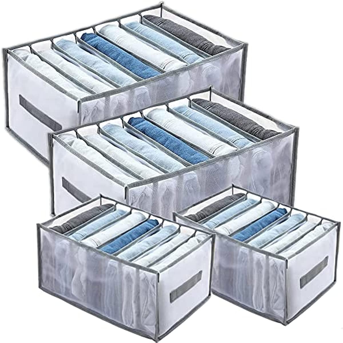 Jeans Compartment Storage Box Closet Clothes Drawer Mesh Separation Box Stacking Pants Drawer Divider Can Washed Home Organizer