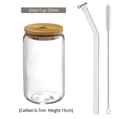 550ml/400ml Glass Cup With Lid and Straw Transparent Bubble Tea Cup Juice Glass Beer Can Milk Mocha Cups Breakfast Mug Drink