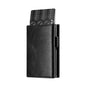 Men Credit Card Holder RFID Blocking Microfiber Leather Magnetic Closure Pop Up Card Wallet with ID Window and Coin Pocket