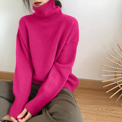 Cashmere Elegant Turtle Neck Women Sweater Soft Knitted Basic