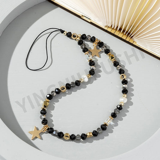 Five-pointed star pendant pearl mobile phone chain