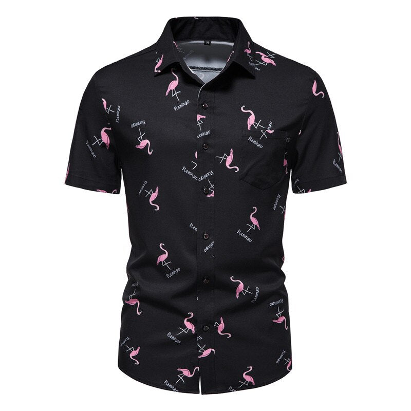Shirts Summer Short Sleeve Social Prom Dress Button Shirt Men Streetwear