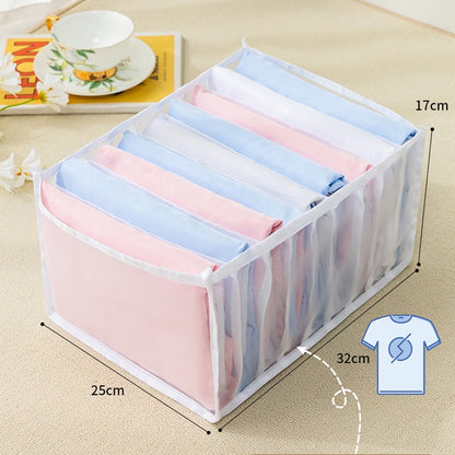 Jeans Compartment Storage Box Closet Clothes Drawer Mesh Separation Box Stacking Pants Drawer Divider Can Washed Home Organizer