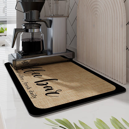 Retro Cafe Design Drain Pad Tableware Coffee Cup Placemat Kitchen Rugs Dish Drainer Absorbent Durable Napa Skin Bathroom Table Mat