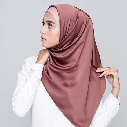 Platz Seide Schals Frauen 90*90cm Satin Hijab Schal Muslimischen