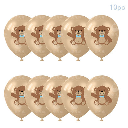 Cute teddy bear baby party disposable tableware sets brown blue napkin plate cup kids baby girl happy birthday party suppli