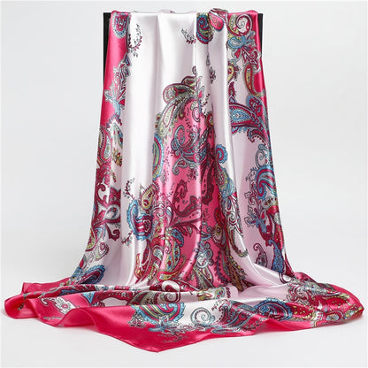 Neckerchief Shawl Wraps Print Silk Satin Scarf