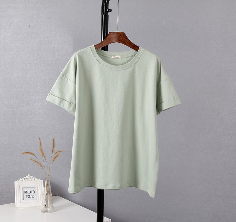 Summer Cotton Sets Women Casual Two Pieces Short Sleeve T Shirts