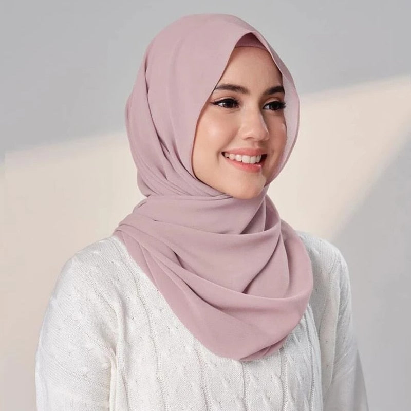 Muslim Women Chiffon Hijab With Cap Bonnet instant