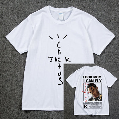 Fashion Hip Hop Men T-shirt Tour Short Sleeve CACTUS JACK Print Kanye West Basic Couple Loose Short Sleeve T-Shirt