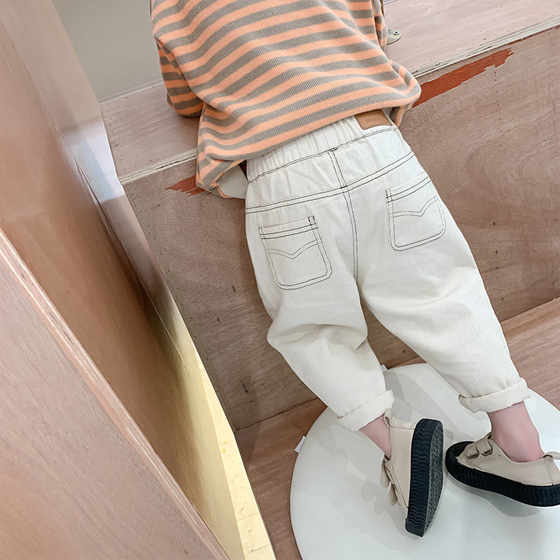 Baby Junge Mädchen Lose Jeans Neue Mode Koreanischen Stil Casual Einfarbig Jeans Frühling Herbst kinder Denim Hosen Für 1-7 jahre