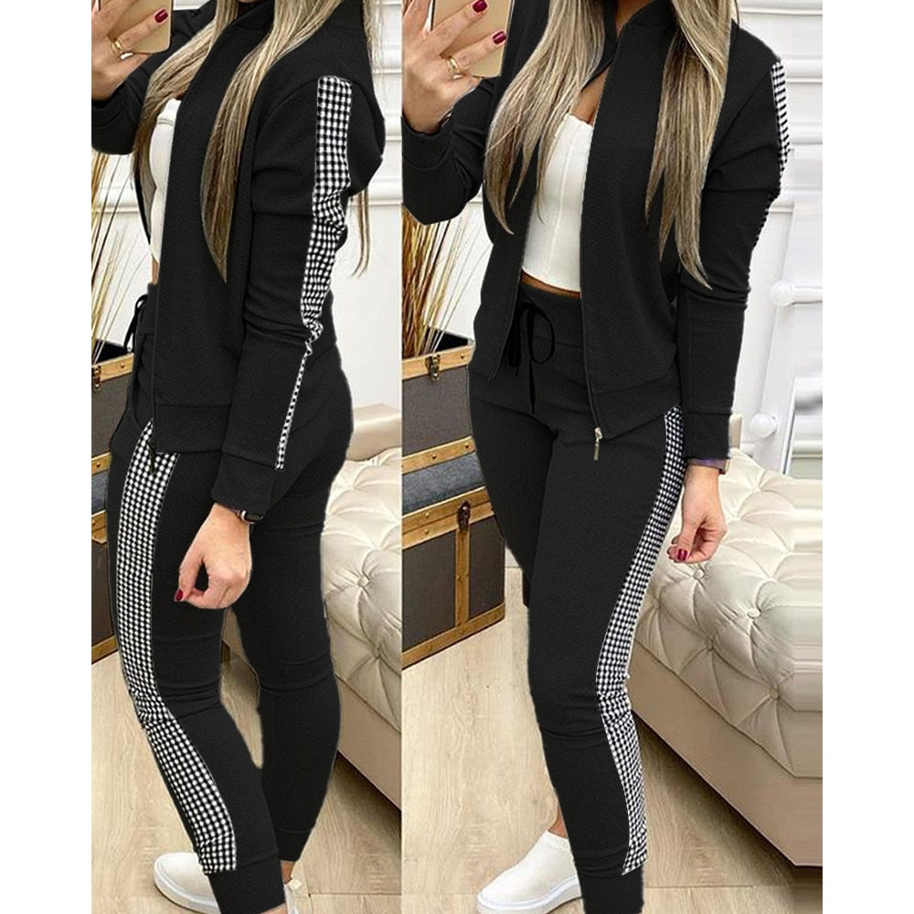 frauen Zwei Stück Set Outfits Herbst frauen Trainingsanzug Zipper Top Und Hosen Casual Sport