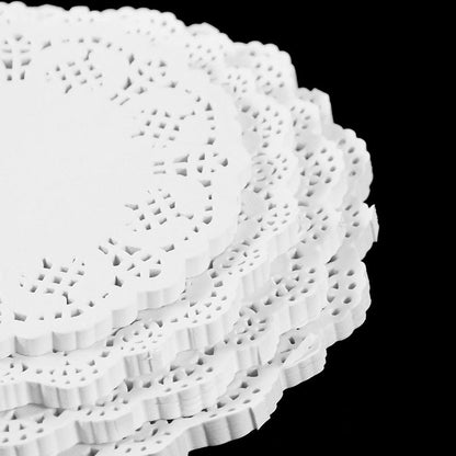 100pcs White Round Paper Doilies Lace Placemats for Tables Wedding Christmas Birthday Party Cake Placemat Table Decoration