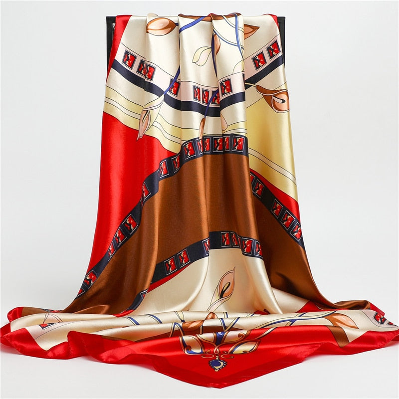 Neckerchief Shawl Wraps Print Silk Satin Scarf