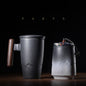 Keramik Retro Kaffeetasse Büro Wasser Tasse Filter Tee tasse mit Deckel Tassen und Tassen Holzgriff Caneca Geburtstag Geschenk box cm061