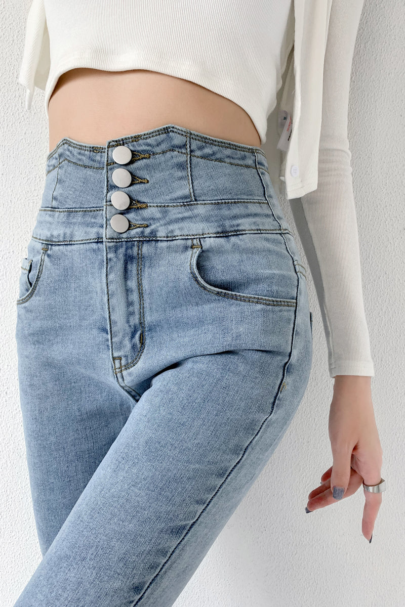 Skinny Pencil Jeans Four Buttons Vintage High Waist Women Slim Stretch Denim Pants Tight Trousers 2022 Women's Pants