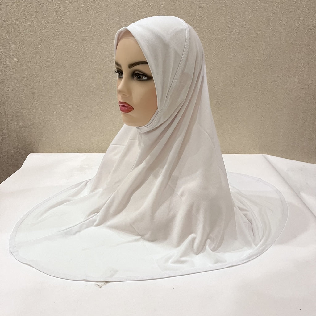 H124 plain big size muslim hijab with chin part top quality Hijab