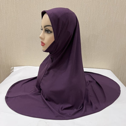 H124 plain big size muslim hijab with chin part top quality Hijab