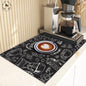 Retro Cafe Design Drain Pad Tableware Coffee Cup Placemat Kitchen Rugs Dish Drainer Absorbent Durable Napa Skin Bathroom Table Mat