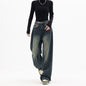 High Waist Women's Jeans Harajuku Vintage BF Style Streetwear All-match Loose Fashion Femme Wide Leg Denim Pants