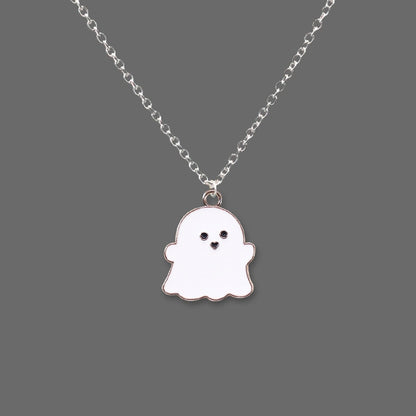 Cute Black And White Ghost Pendant Necklaces For Women Men Best Friend Lovely Ghost Pendant Couple Necklace Fashion Jewelry
