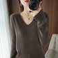 Women's sweater autumn winter knitted sweater V-neck slim fit