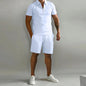Summer short sleeve thin Polos shirt Sport Shorts 2 piece new men's tracksuit suit men solid set casual jogging sportswear